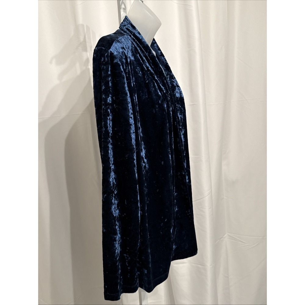 David Dart Blue Crushed Velvet Open Front Cardigan Jacket Blazer M Gently Loved - Picture 2 of 8